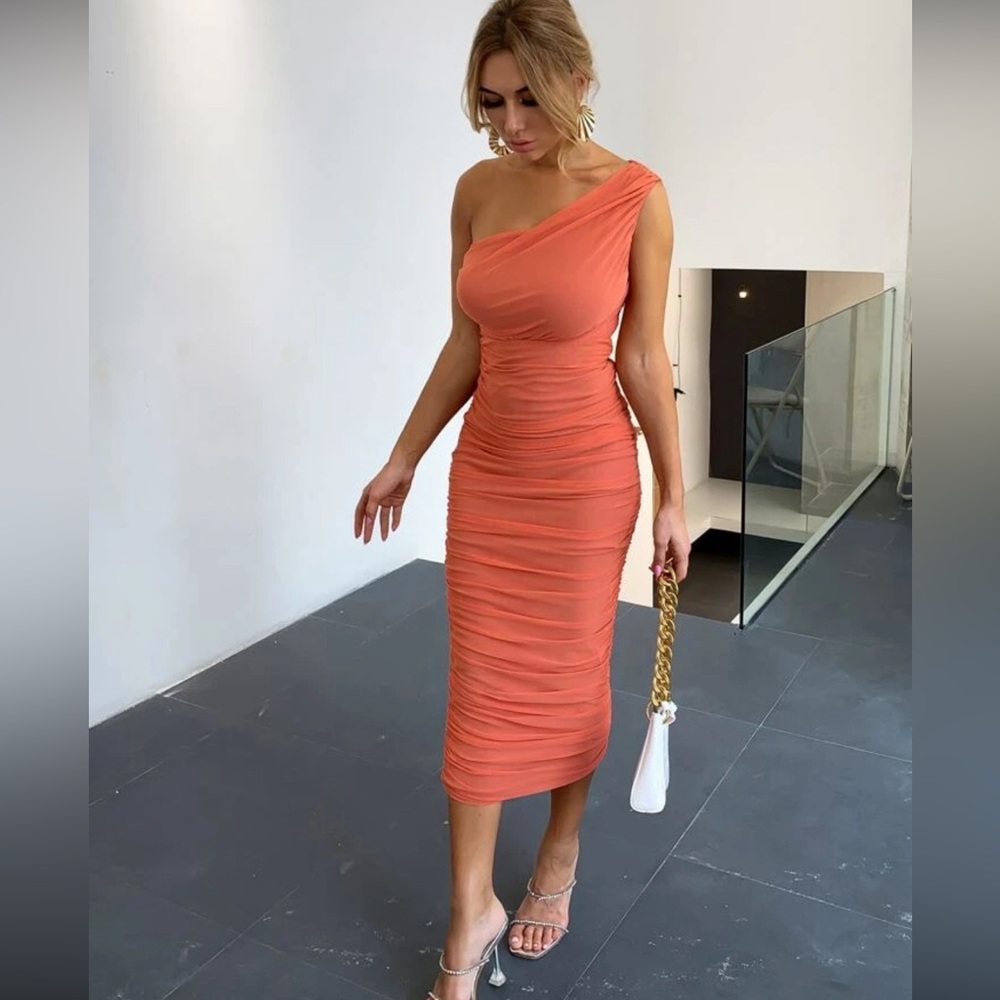 SHEIN One Shoulder Ruched Dress Small